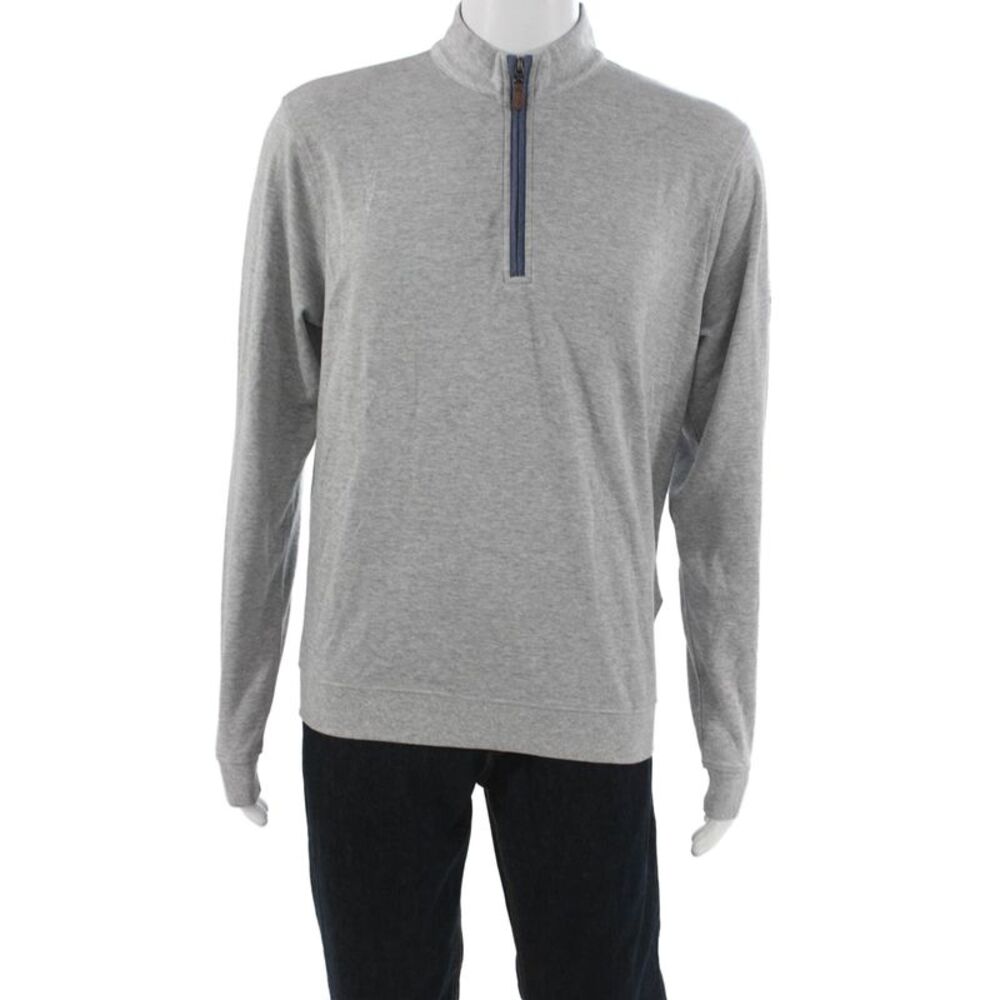 Johnnie-o Mens Pullover Sweater Mock Neck Gray Size M